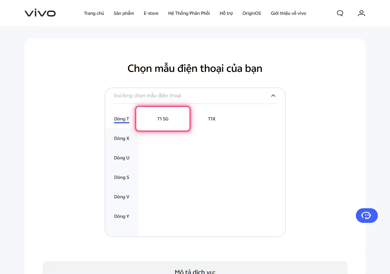 Series selected in the dropdown, with the target model highlighted to show where to tap
